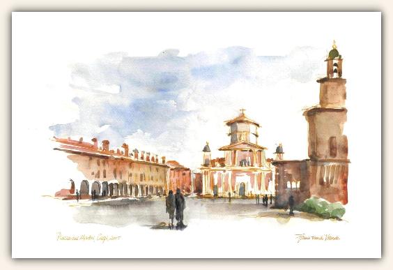 Carpi, Piazza San Martiri uit reisschetsboek, 2005